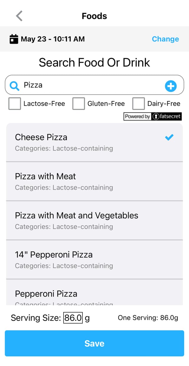 Food Logging Interface